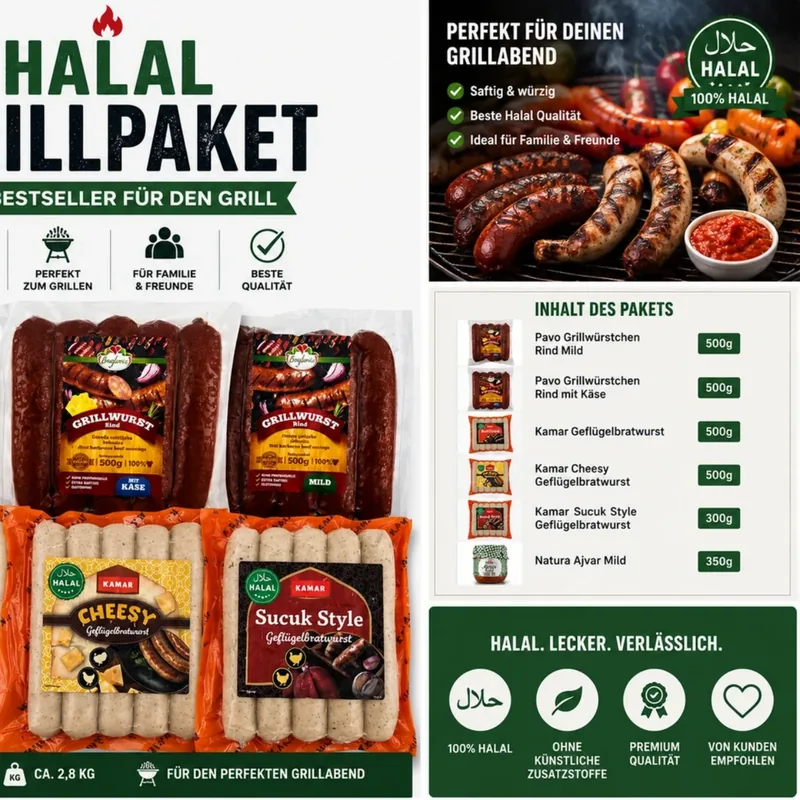 Halal Grillpaket Premium – 5 Wurstsorten