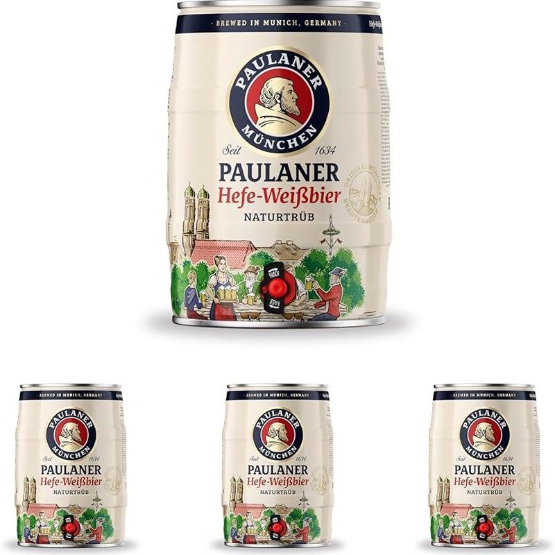 Paulaner Hefe-Weißbier Partyfass – 4 × 5 l Dose